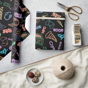 Cadeau Papier d'enveloppement Neon Gamer