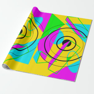 Cadeau Papier d'enveloppement Neon Yellow et Rose Spiral