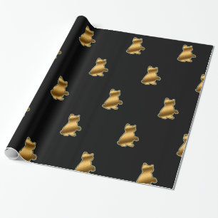 Cadeau Papier d'enveloppement noir en or de chat moderne
