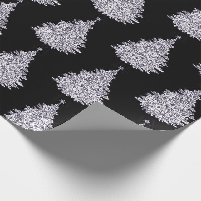 Cadeau Papier d'enveloppement noir et blanc de Noël (Coin)