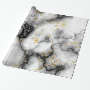 Cadeau Papier d'enveloppement noir et blanc en marbre mod