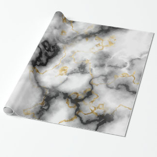 Cadeau Papier d'enveloppement noir et blanc en marbre mod