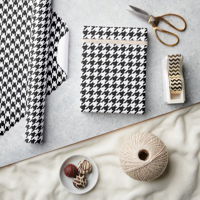 Cadeau Papier d'enveloppement noir et blanc Houndstooh (Artisanat)