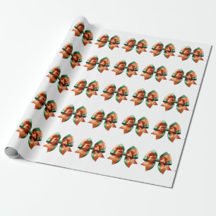 Cadeau Papier d'enveloppement orange et vert