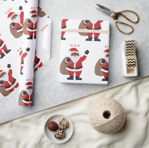 Cadeau Papier d'enveloppement Père Noël afro-américain