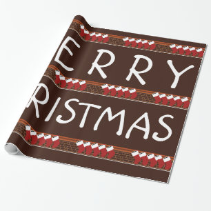 Cadeau Papier d'enveloppement père Noël Christmas Stockin