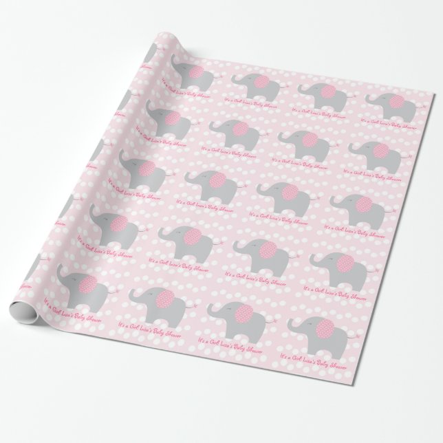 Cadeau Papier d'enveloppement personnalisé Eléphant rose (Déroulé)