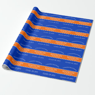 Cadeau Papier d'enveloppement personnalisé orange et bleu