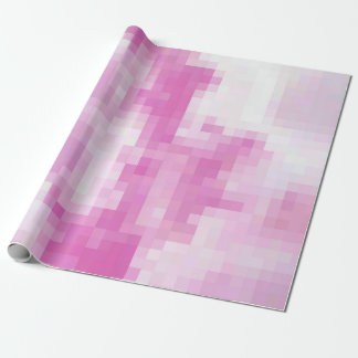 Cadeau Papier D'Enveloppement Pixel Rose Et Blanc