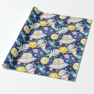 Cadeau Papier d'enveloppement pour animaux spatiaux
