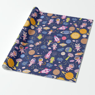 Cadeau Papier d'enveloppement pour animaux spatiaux