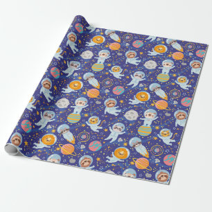Cadeau Papier d'enveloppement pour animaux spatiaux