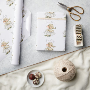 Cadeau Papier d'enveloppement pour bébé Eléphant mignon S