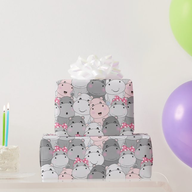 Cadeau Papier d'enveloppement pour bébé mignon Hippopotam (Cadeaux de fête)