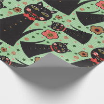 Papier d'enveloppement pour chats noirs Cravate