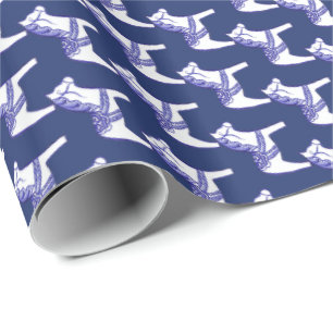 Cadeau Papier d'enveloppement pour chevaux bleu et blanc