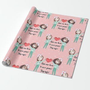 Cadeau Papier d'enveloppement pour le coeur de l'infirmiè