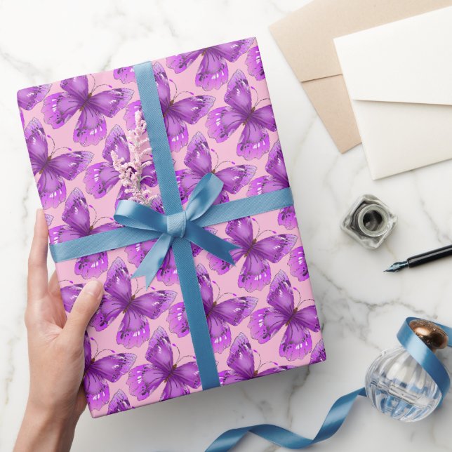Cadeau Papier d'enveloppement pour les Papillons violets (Cadeaux)
