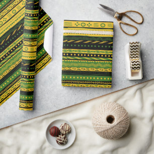 Cadeau Papier d'enveloppement pour Motif tribal jaune