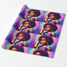 Papier d'enveloppement pour petite fille noire/Mel