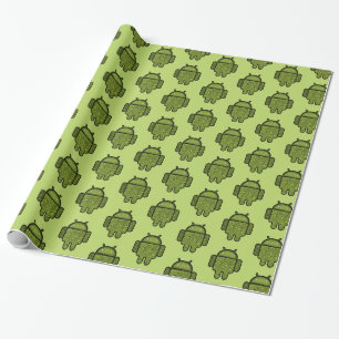 Cadeau Papier d'enveloppement pour robot Android vert mig