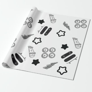 Cadeau Papier d'enveloppement pour skateboard noir et bla