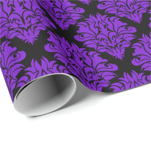 Cadeau Papier d'enveloppement pourpre Damas-Cadeaux (Coin rond)