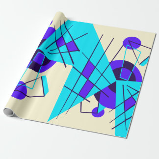 Cadeau Papier d'enveloppement rétro bleu néon des années 