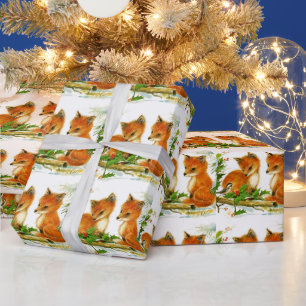 Cadeau Papier d'enveloppement rétro chic Baby Fox