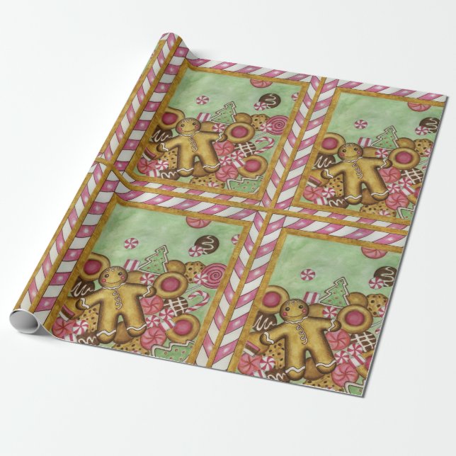 Cadeau Papier d'enveloppement rétro Cookies de Noël (Déroulé)