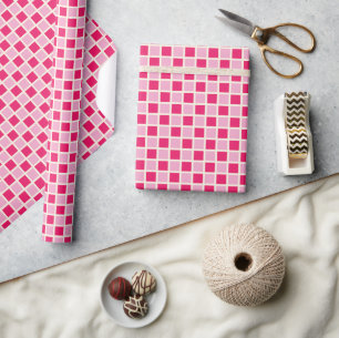 Cadeau Papier d'enveloppement rose À damiers