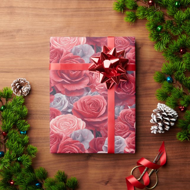 Cadeau Papier d'enveloppement Rose classique Vegas (Cadeau de vacances)