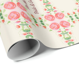 Cadeau Papier d'enveloppement rose de mariée et de chambr