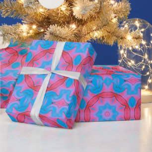 Cadeau Papier d'enveloppement rose et bleu Oriental Star