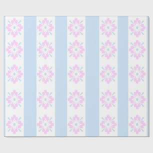Cadeau Papier d'enveloppement rose pâle et bleu Damas