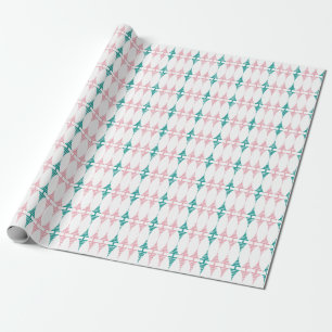 Cadeau Papier d'enveloppement rose rétro et marquis aqua