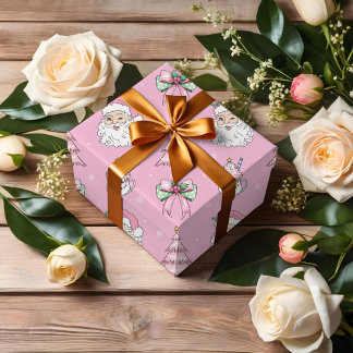 Cadeau Papier d'enveloppement rose Santa Claus super