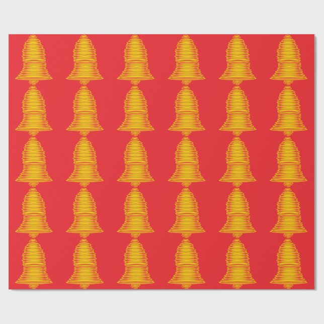Cadeau Papier d'enveloppement rouge Bell Or (Plat)