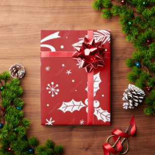 Cadeau Papier d'enveloppement rouge Noël 30 po x 6 po