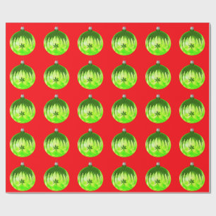 Cadeau Papier d'enveloppement rouge ornemental vert