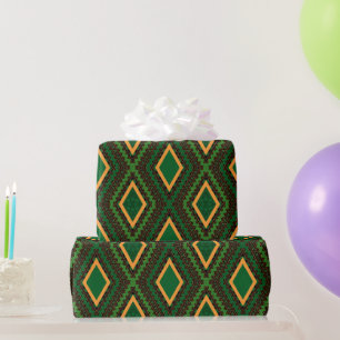 Cadeau Papier d'enveloppement royal vert africain géométr