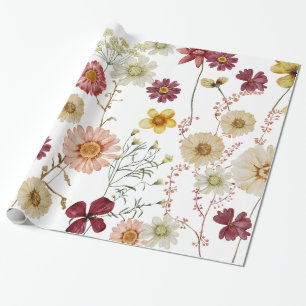 Cadeau Papier d'enveloppement Rustique Fleur sauvage aqua
