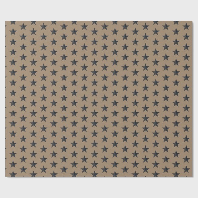Cadeau Papier d'enveloppement Rustique Kraft Black Stars (Plat)
