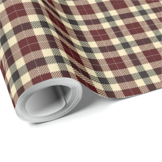 Cadeau Papier d'enveloppement tartan noir et bordeaux