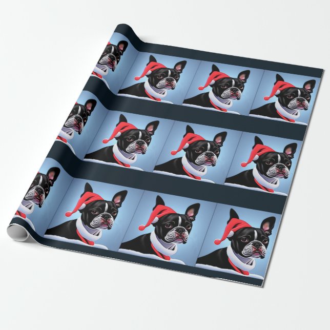 Cadeau Papier d'enveloppement Terrier de Boston (Déroulé)