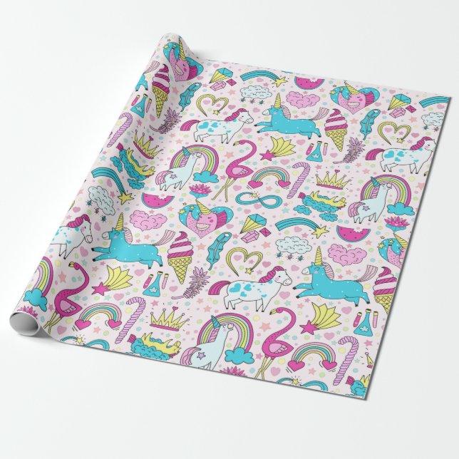 Cadeau Papier d'enveloppement Unicornes (Déroulé)