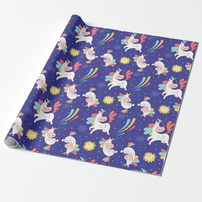 Cadeau Papier d'enveloppement Unicornes (Déroulé)