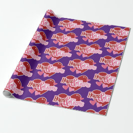 Cadeau Papier d'enveloppement Valentine Love Heart
