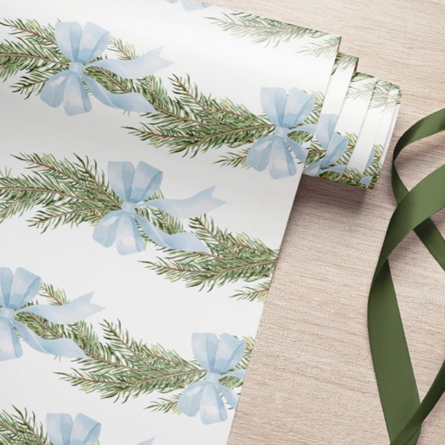 Cadeau Papier d'enveloppement vert d'hiver de la Bow bleu (Créateur téléchargé)