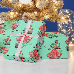 Cadeau Papier d'enveloppement Vintage de Noël 1950